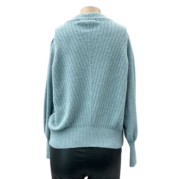 Adyson Parker Knit‎ Pullover Stretch Balloon Long Sleeve Sweater Blue Women M - Picture 2 of 13